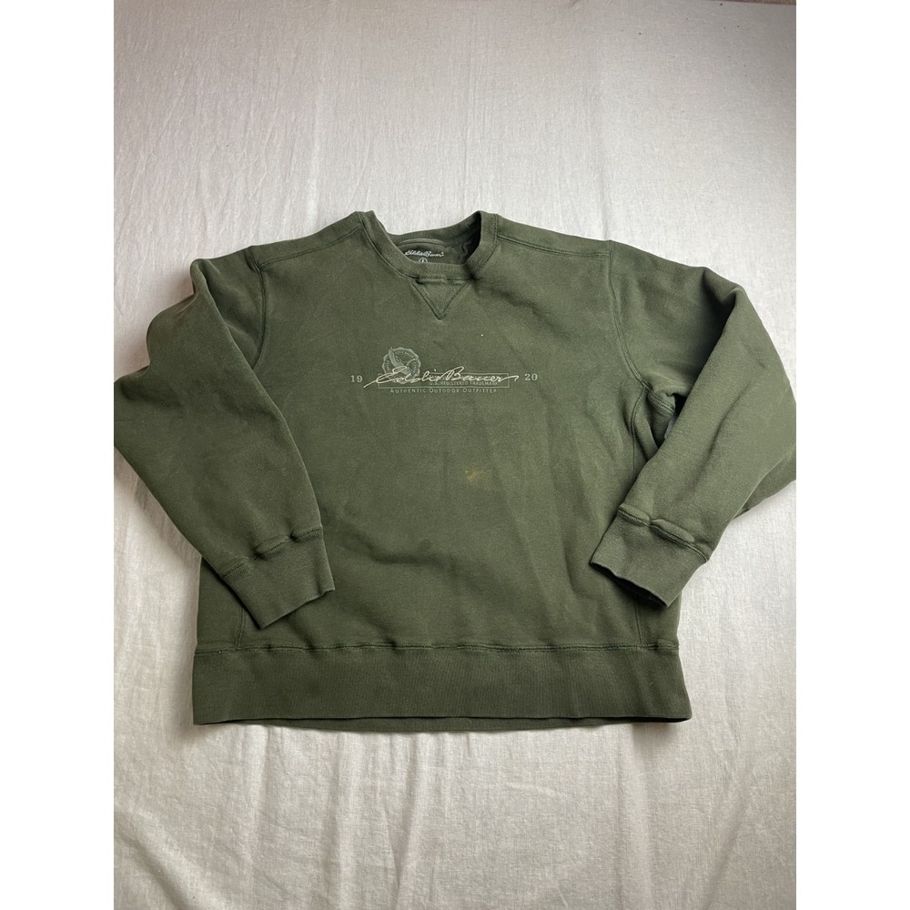 Eddie Bauer Green Mens Size L Gorpcore Outdoorsy Heavyweight Pullover Sweatshirt